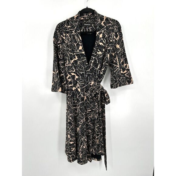 BETABRAND Black Light Brown Ready To Go Kimono Fleece Lined Wrap Dress Small - Picture 1 of 8